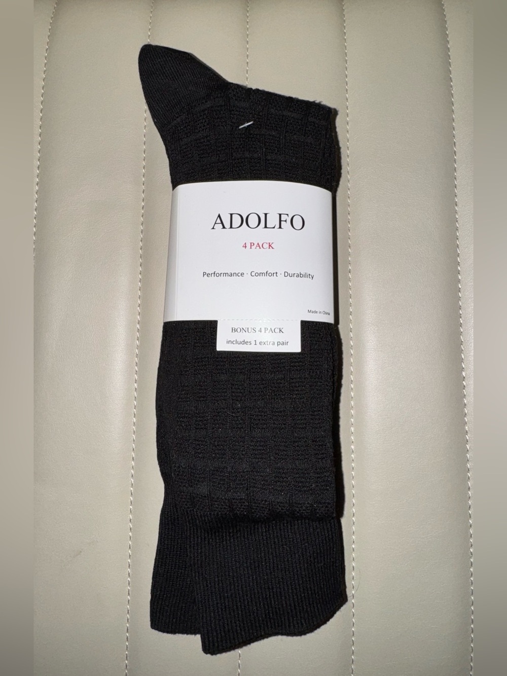 Adolfo Men's 4-Pack Black Dress Socks - Classic Rib Knit